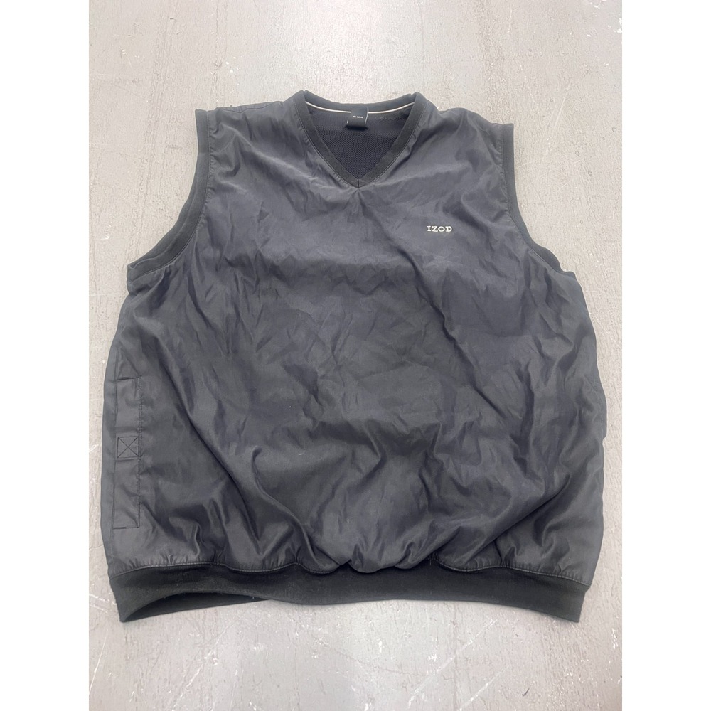 Izod Windbreaker Golf Vest Men's XL Black Mesh Lined V Neck Performance Outdoor